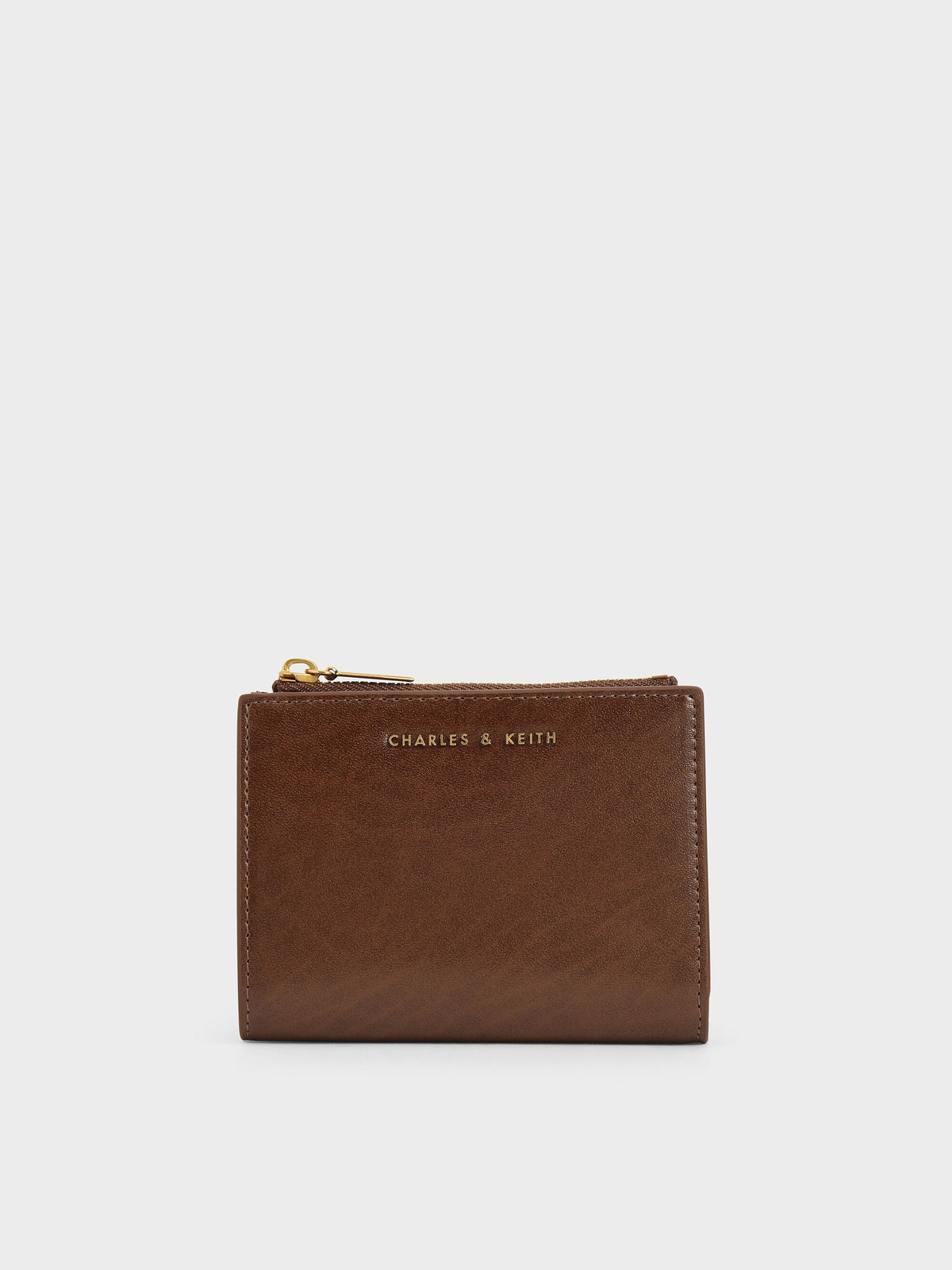CHARLES & KEITH Signature / Harmonee Top-Zip Small Wallet - Chocolate
