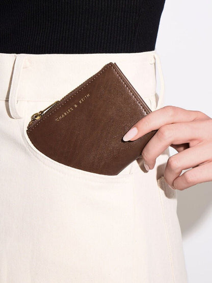 CHARLES & KEITH Signature / Harmonee Top-Zip Small Wallet - Chocolate