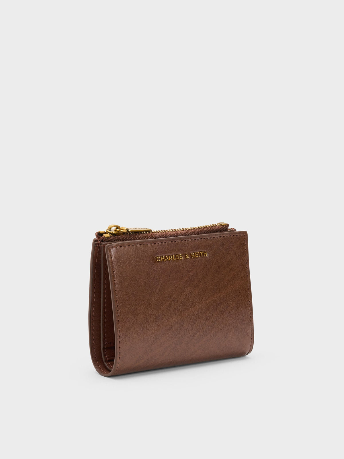 CHARLES & KEITH Signature / Harmonee Top-Zip Small Wallet - Chocolate