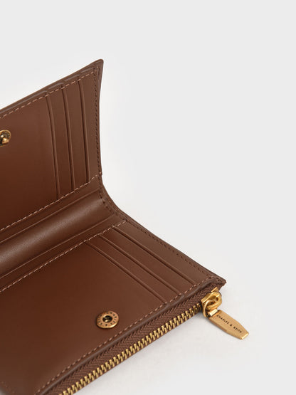 CHARLES & KEITH Signature / Harmonee Top-Zip Small Wallet - Chocolate