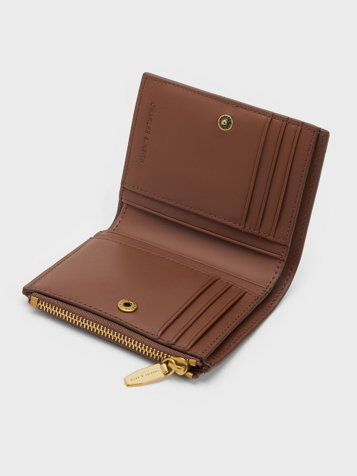 CHARLES & KEITH Signature / Harmonee Top-Zip Small Wallet - Chocolate
