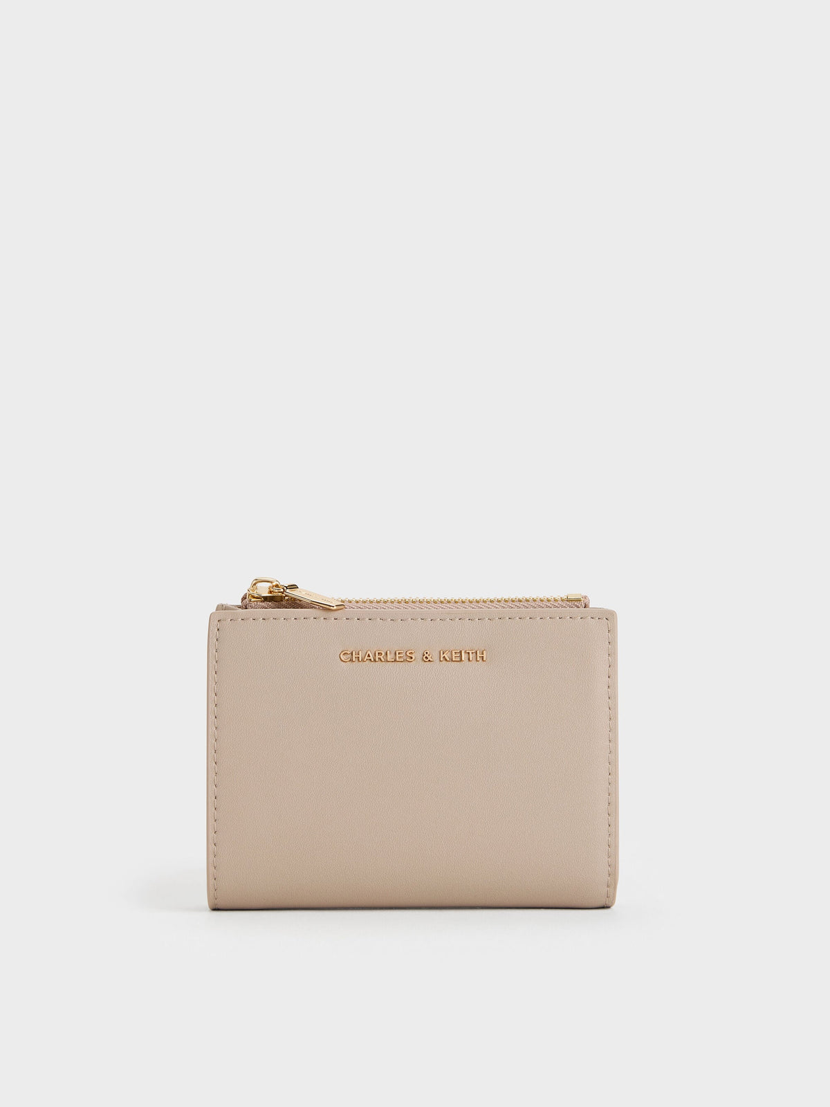CHARLES & KEITH Premium / Harmonee Top-Zip Small Wallet - Taupe