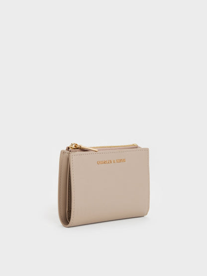 CHARLES & KEITH Premium / Harmonee Top-Zip Small Wallet - Taupe