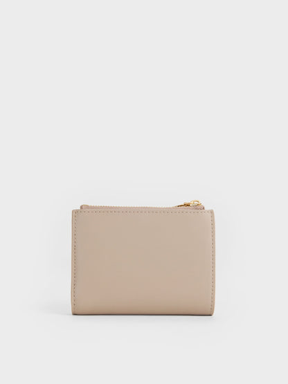 CHARLES & KEITH Premium / Harmonee Top-Zip Small Wallet - Taupe