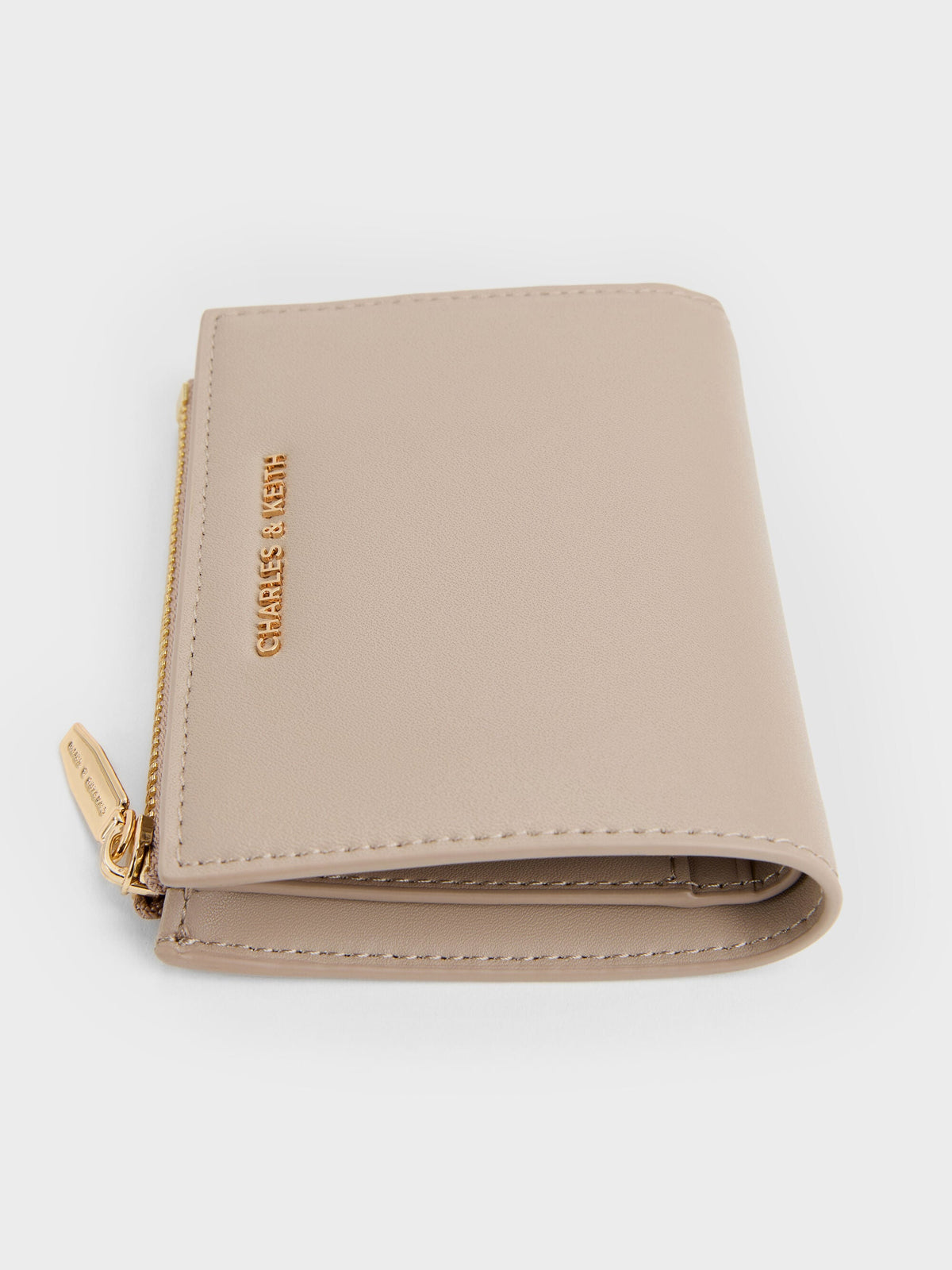 CHARLES & KEITH Premium / Harmonee Top-Zip Small Wallet - Taupe