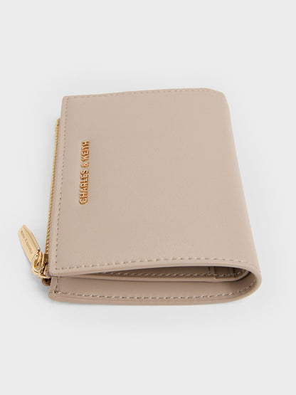 CHARLES & KEITH Premium / Harmonee Top-Zip Small Wallet - Taupe