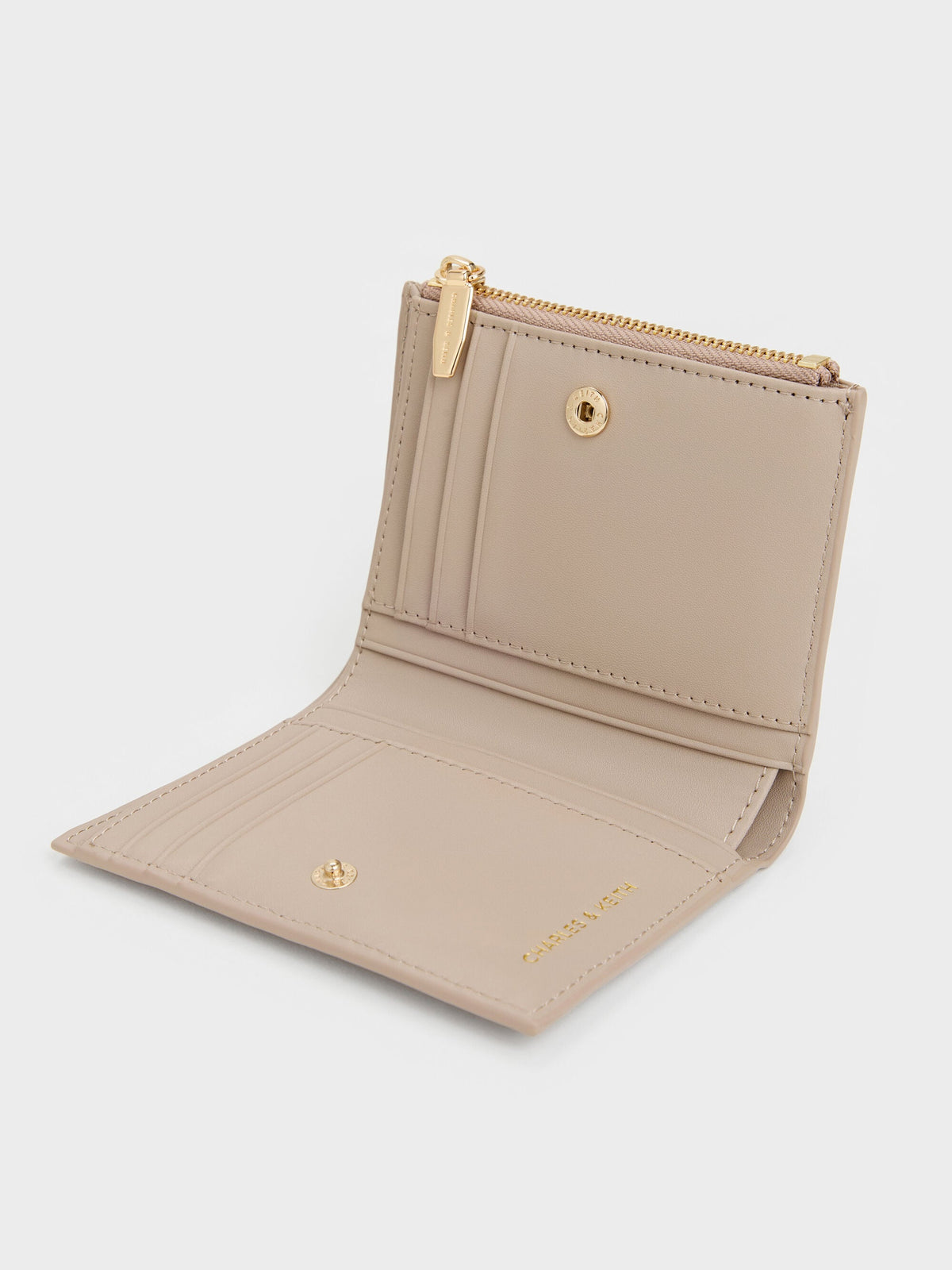 CHARLES & KEITH Premium / Harmonee Top-Zip Small Wallet - Taupe
