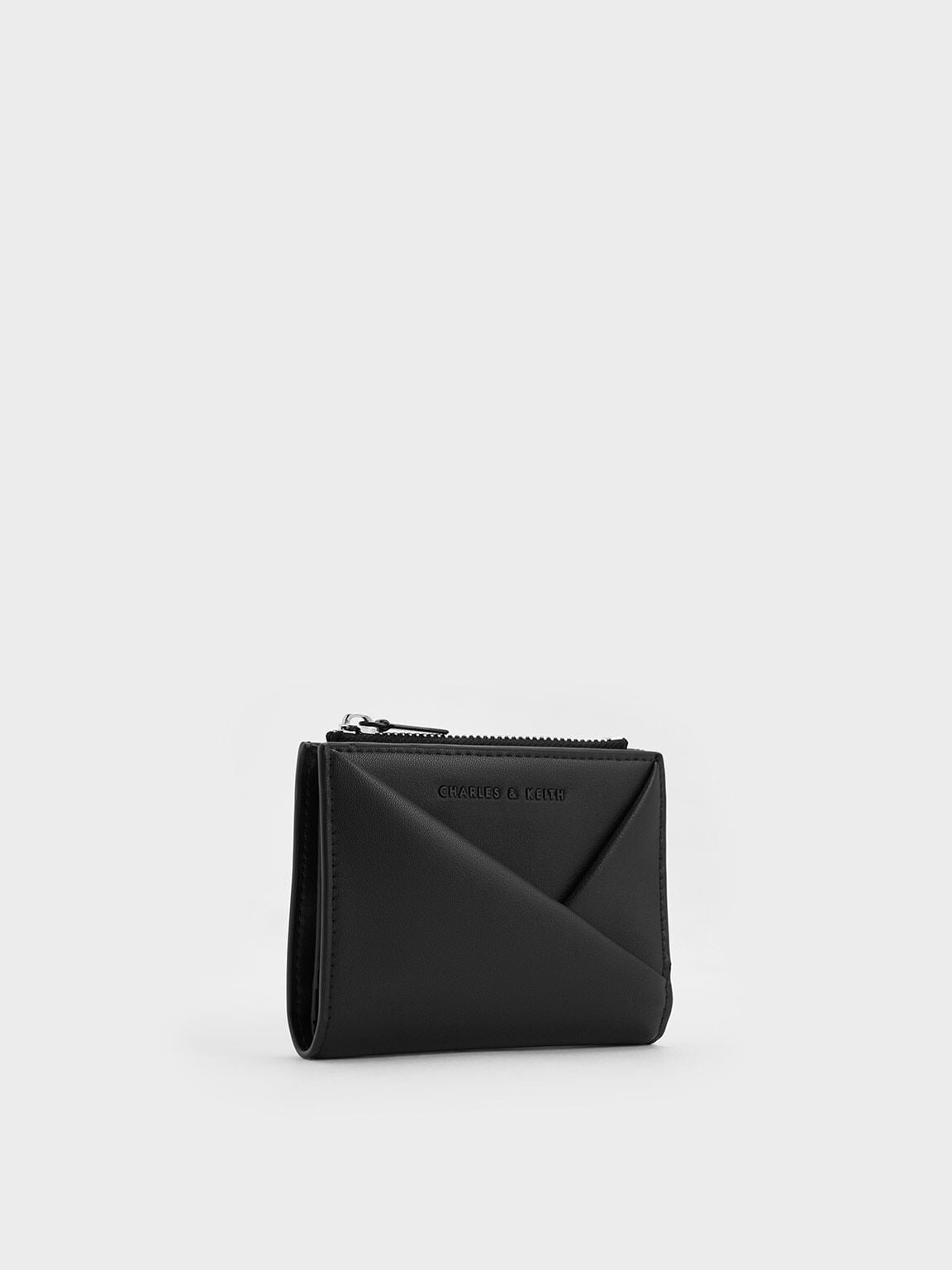 CHARLES & KEITH Top Pick / Midori Geometric Top-Zip Wallet - Noir