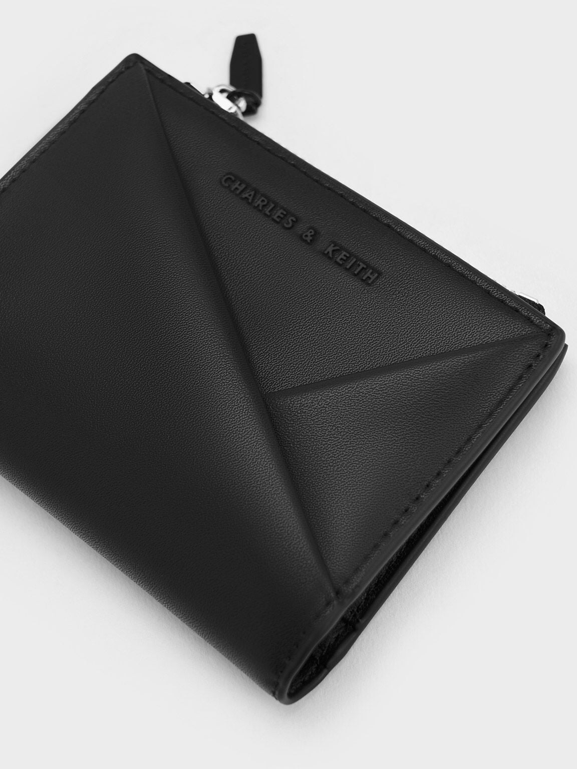 CHARLES & KEITH Top Pick / Midori Geometric Top-Zip Wallet - Noir