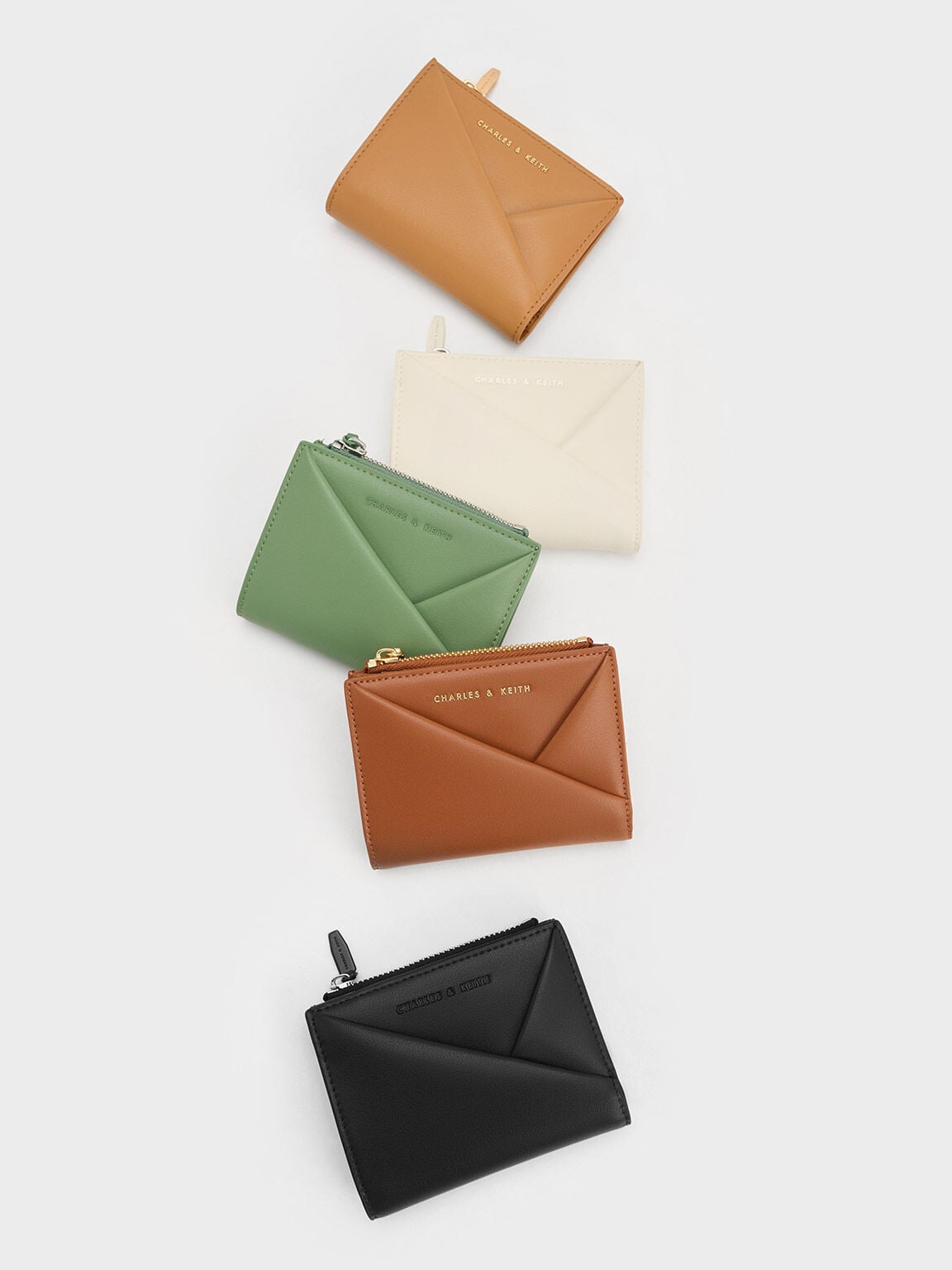 CHARLES & KEITH Top Pick / Midori Geometric Top-Zip Wallet - Noir