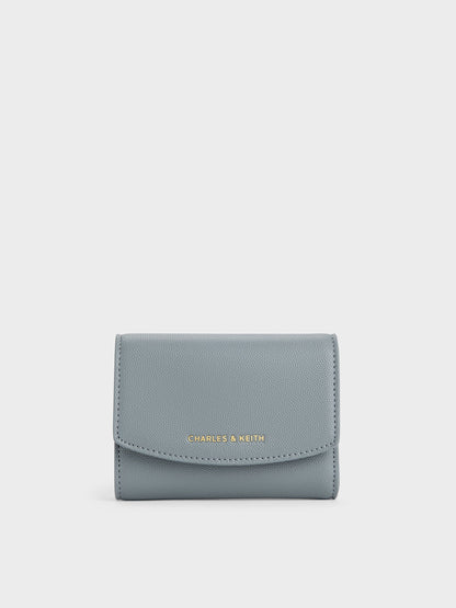 CHARLES & KEITH Best Seller / Briony Curved Flap Wallet - Smoky Blue