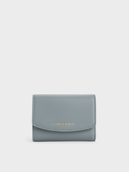 CHARLES & KEITH Best Seller / Briony Curved Flap Wallet - Smoky Blue