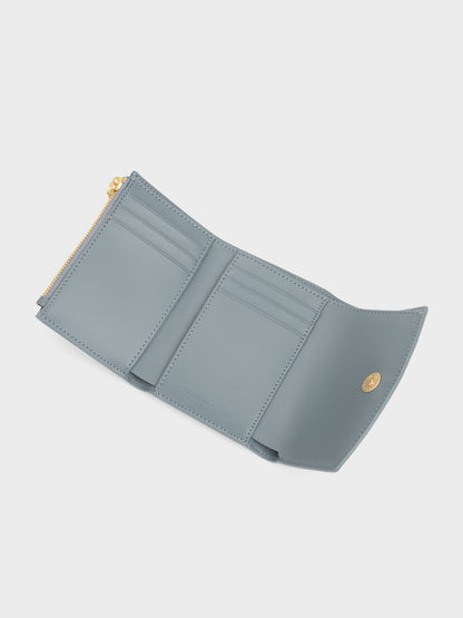 CHARLES & KEITH Best Seller / Briony Curved Flap Wallet - Smoky Blue