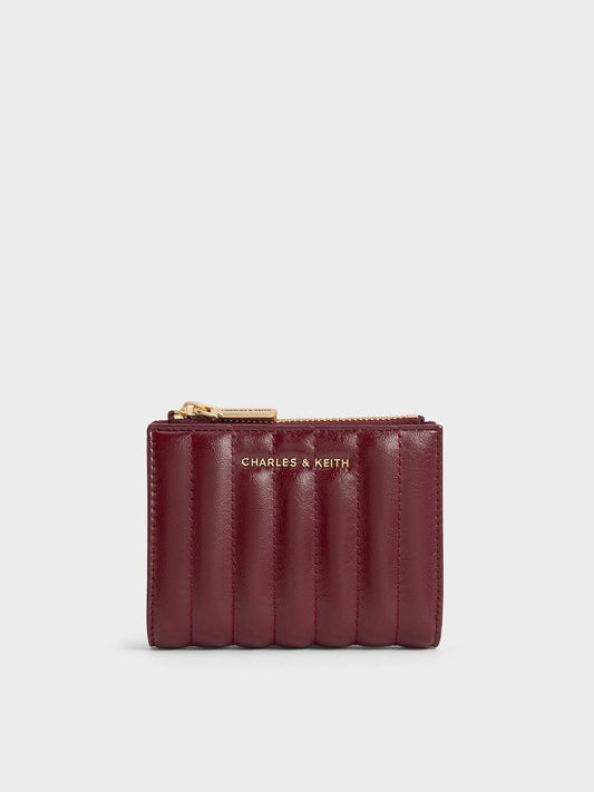 CHARLES & KEITH Recommended / Donna Panelled Top-Zip Wallet - Burgundy