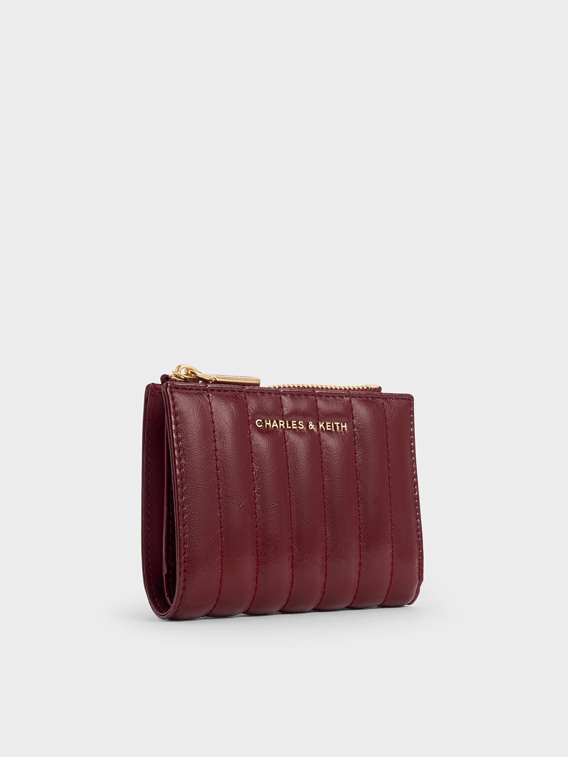 CHARLES & KEITH Recommended / Donna Panelled Top-Zip Wallet - Burgundy