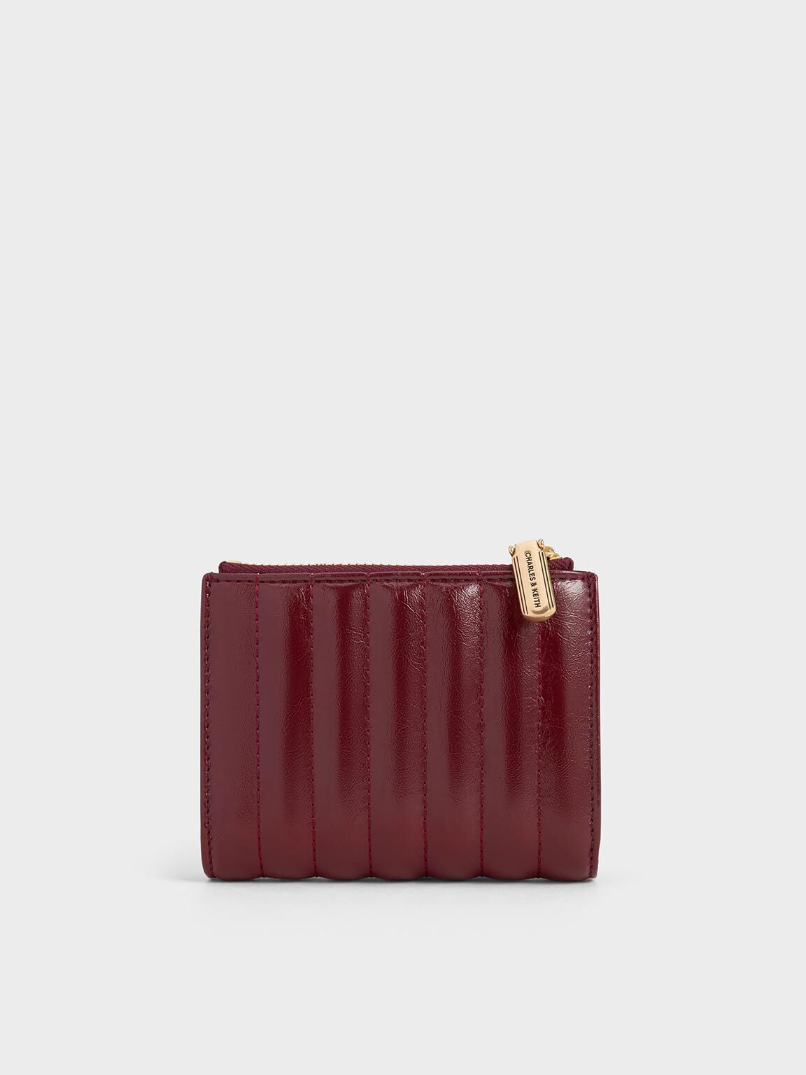 CHARLES & KEITH Recommended / Donna Panelled Top-Zip Wallet - Burgundy