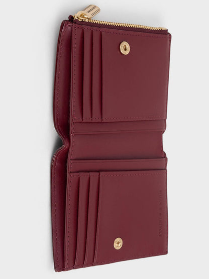 CHARLES & KEITH Recommended / Donna Panelled Top-Zip Wallet - Burgundy