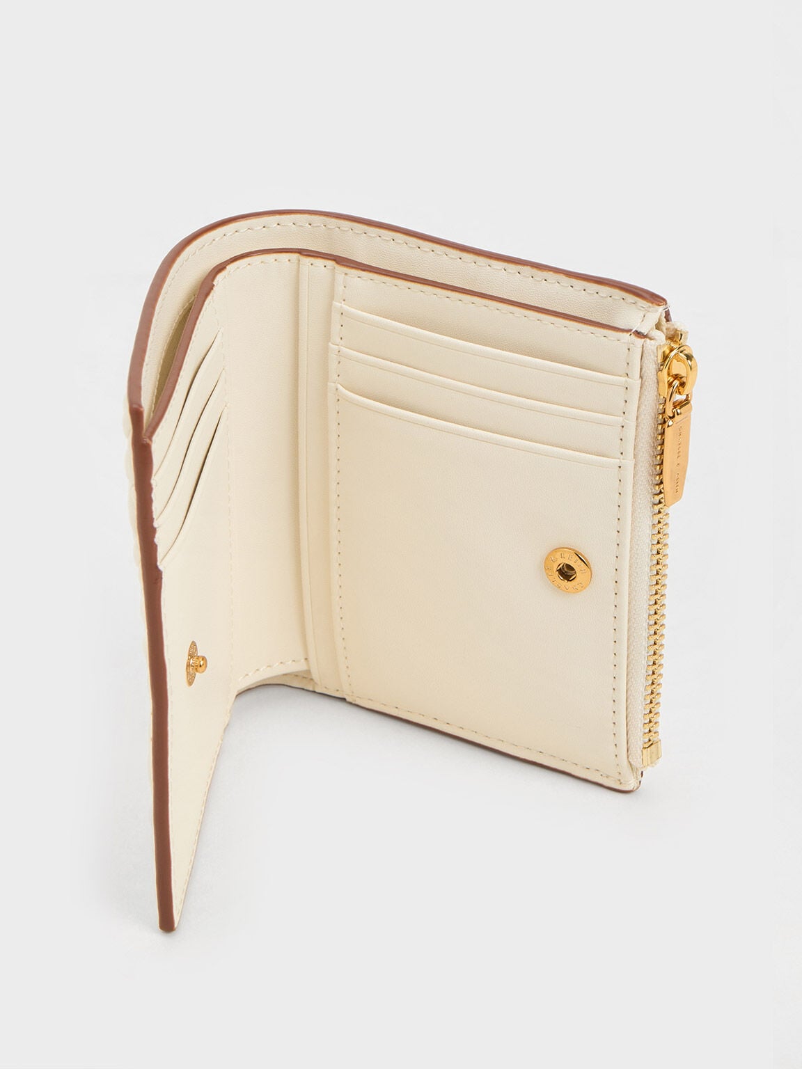 CHARLES & KEITH Latest / Apolline Textured Top-Zip Wallet - Cream