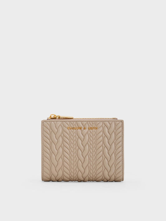 CHARLES & KEITH Popular / Apolline Textured Top-Zip Wallet - Taupe