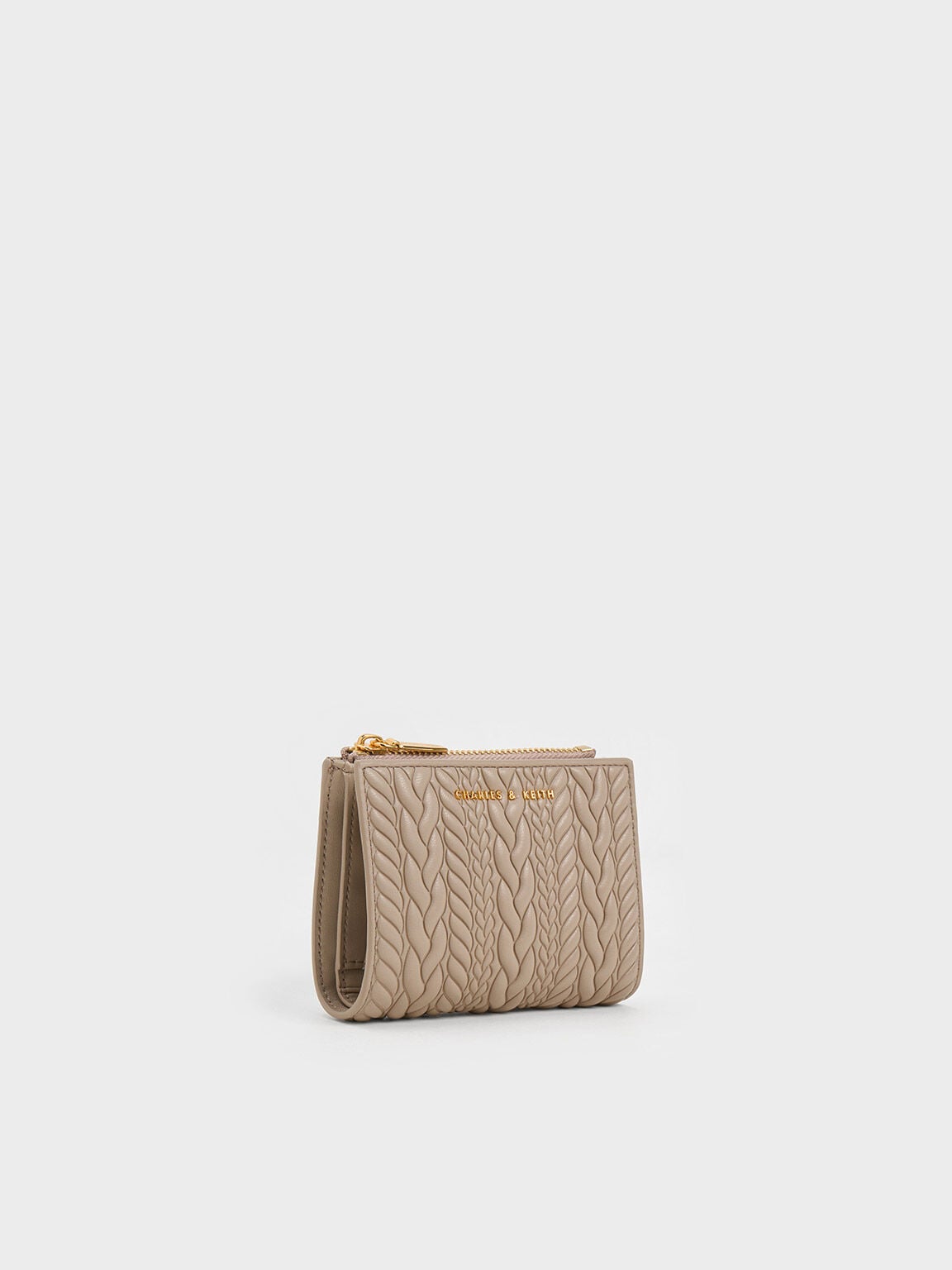 CHARLES & KEITH Popular / Apolline Textured Top-Zip Wallet - Taupe