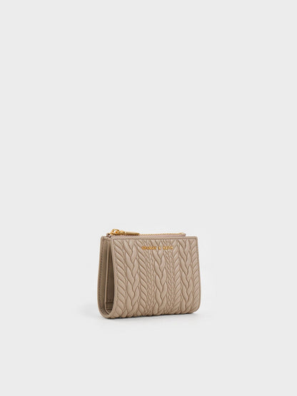 CHARLES & KEITH Popular / Apolline Textured Top-Zip Wallet - Taupe
