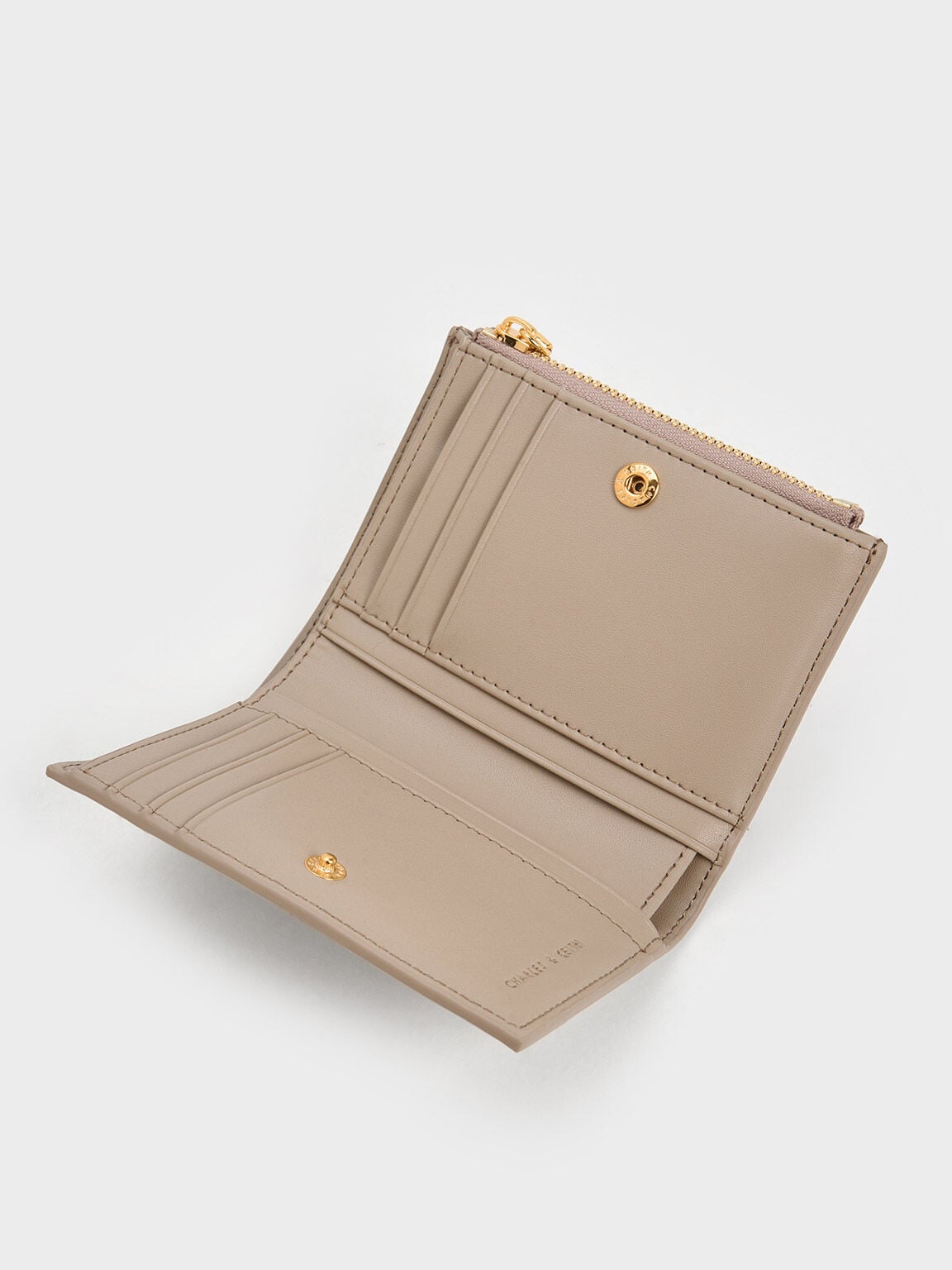 CHARLES & KEITH Popular / Apolline Textured Top-Zip Wallet - Taupe