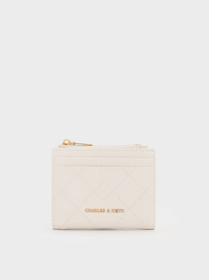 CHARLES & KEITH Latest / Duo Quilted Small Wallet - Cream