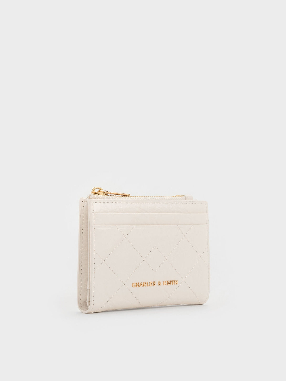 CHARLES & KEITH Latest / Duo Quilted Small Wallet - Cream