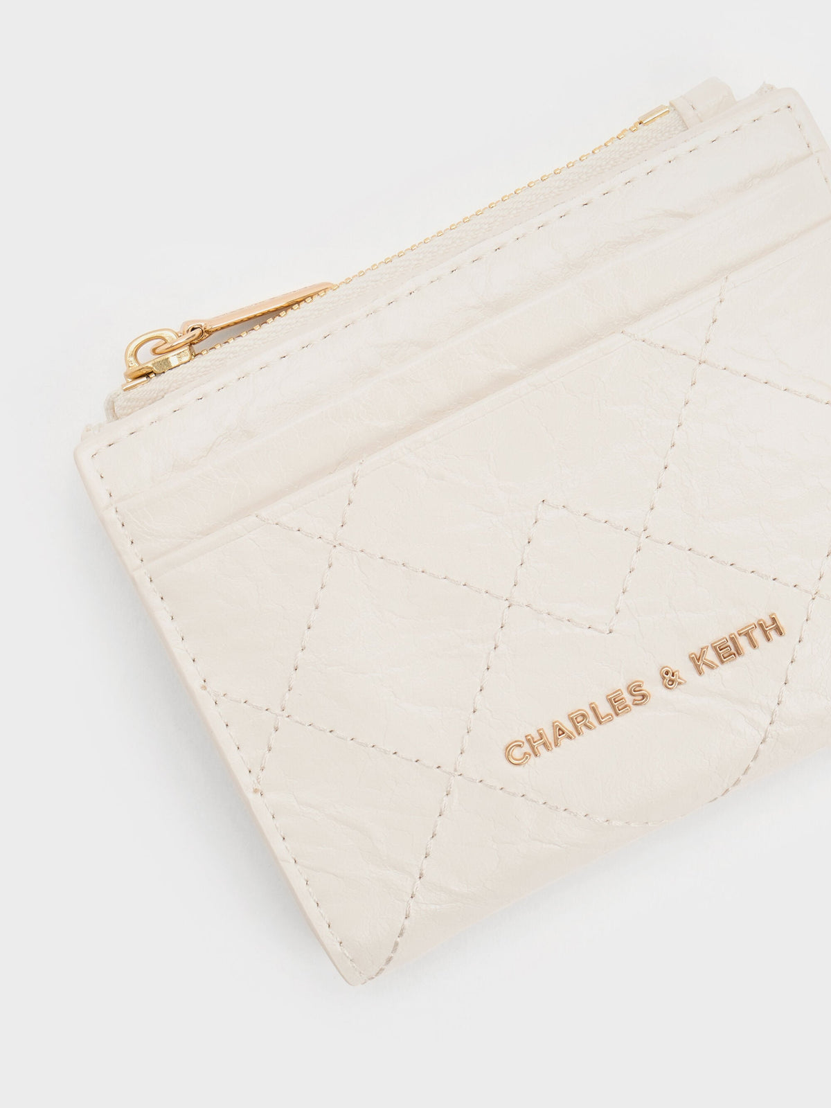 CHARLES & KEITH Latest / Duo Quilted Small Wallet - Cream