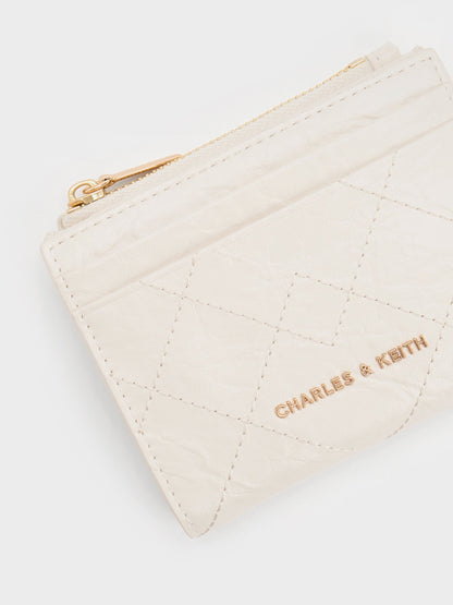 CHARLES & KEITH Latest / Duo Quilted Small Wallet - Cream