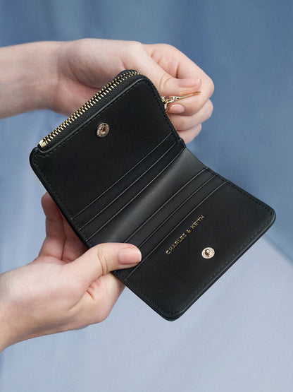CHARLES & KEITH Classic / Keely Top Zip Small Wallet - Black