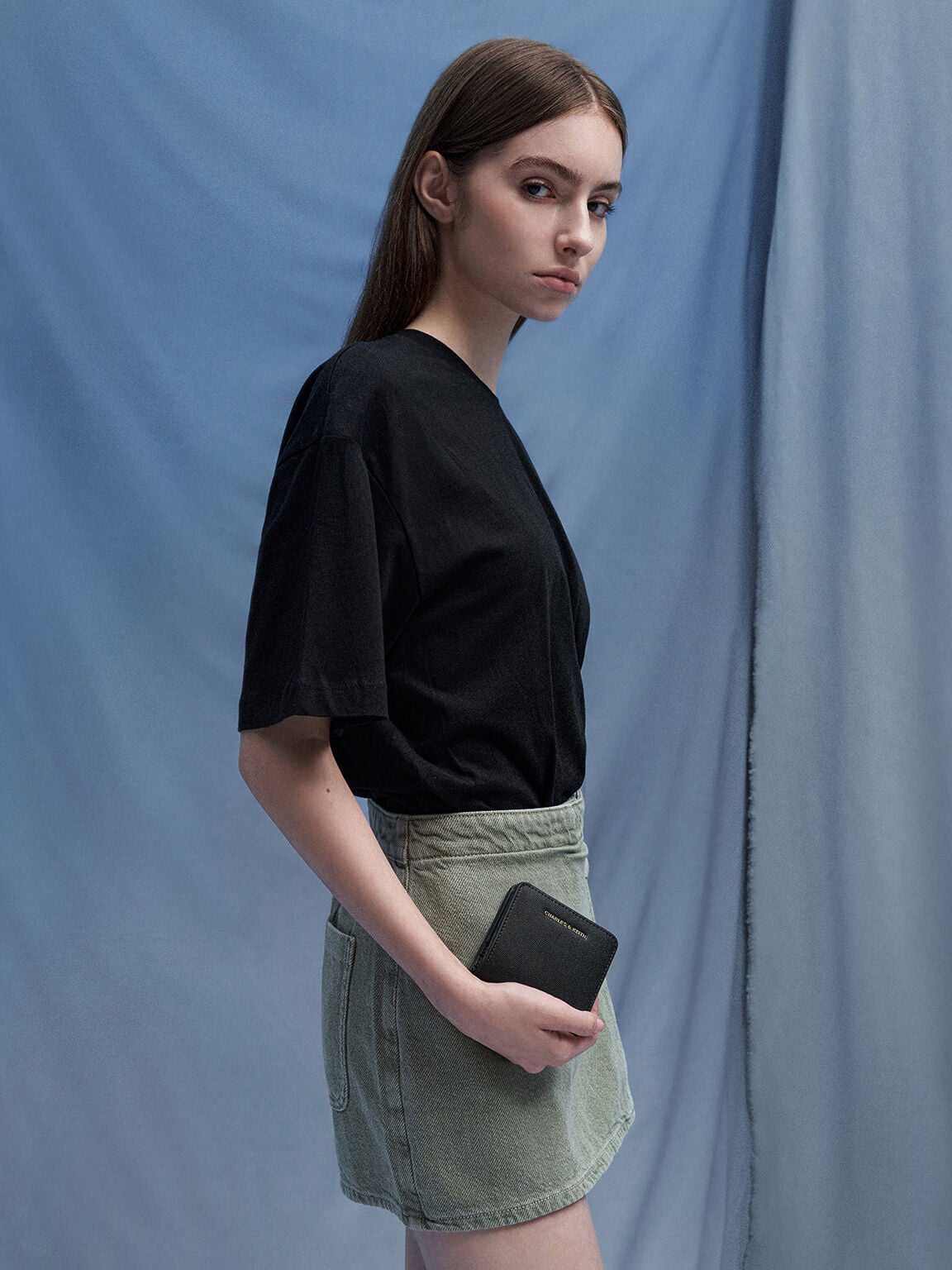 CHARLES & KEITH Classic / Keely Top Zip Small Wallet - Black