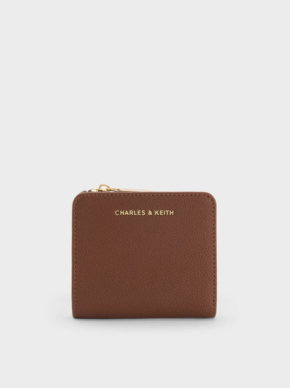 CHARLES & KEITH Signature / Keely Top Zip Small Wallet - Dark Brown