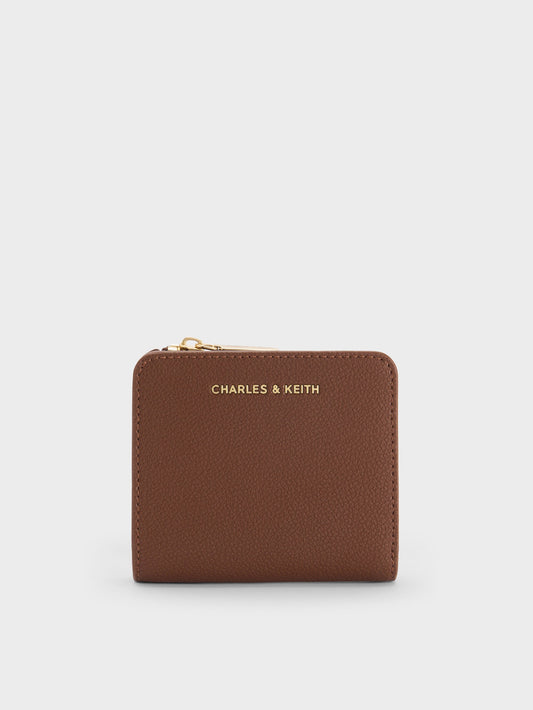 CHARLES & KEITH Signature / Keely Top Zip Small Wallet - Dark Brown