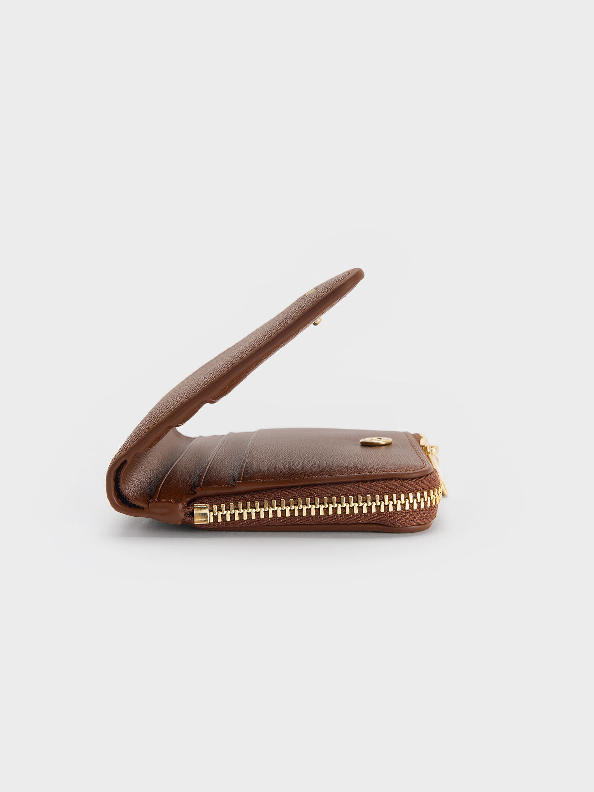 CHARLES & KEITH Signature / Keely Top Zip Small Wallet - Dark Brown