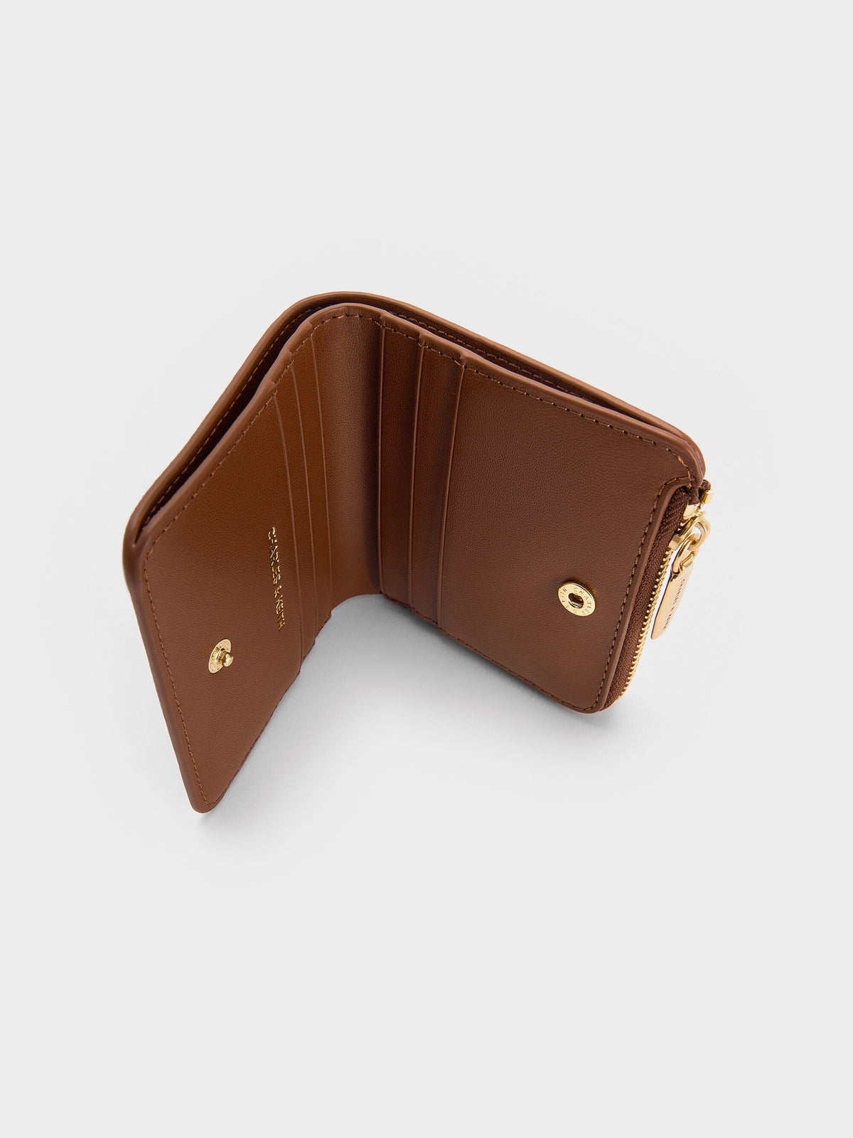 CHARLES & KEITH Signature / Keely Top Zip Small Wallet - Dark Brown