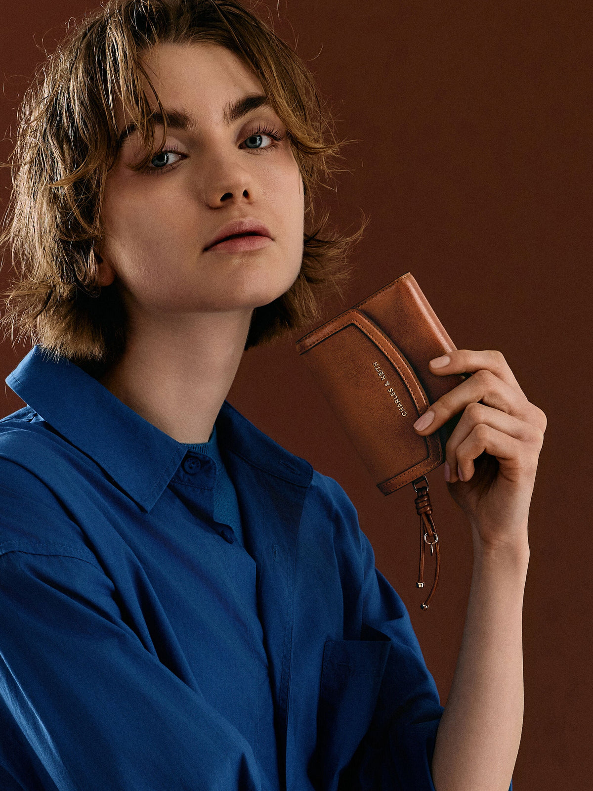CHARLES & KEITH Customer Favorite / Haylen Front-Flap Small Wallet - Distressed Tan