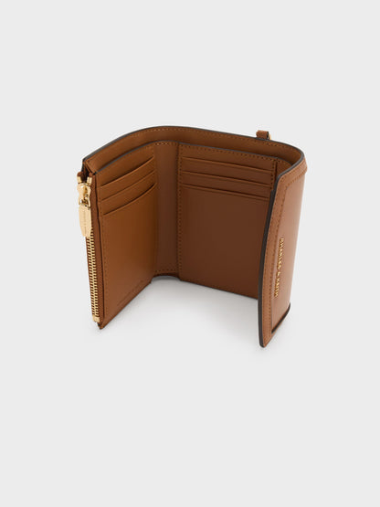 CHARLES & KEITH Customer Favorite / Haylen Front-Flap Small Wallet - Distressed Tan