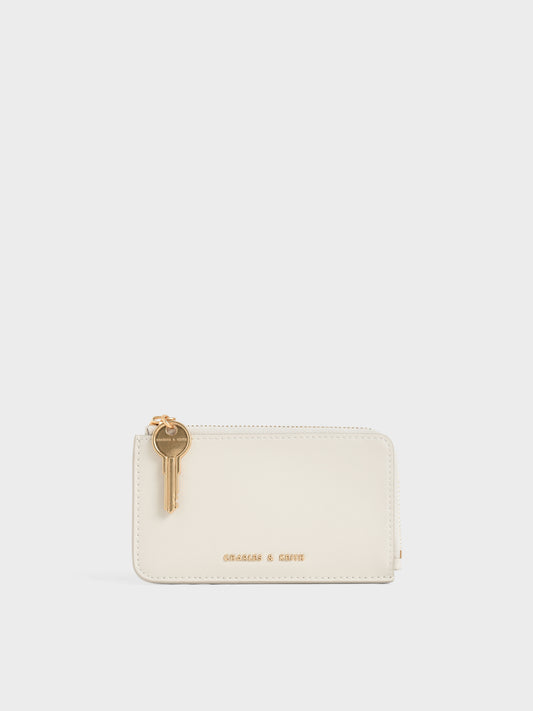 CHARLES & KEITH Smart Buy / Lane Key Zip-Around Wallet - Cream