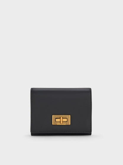 CHARLES & KEITH Best Price / Edna Turn-Lock Knotted-Strap Wallet - Black