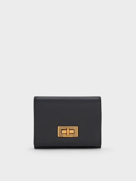 CHARLES & KEITH Best Price / Edna Turn-Lock Knotted-Strap Wallet - Black