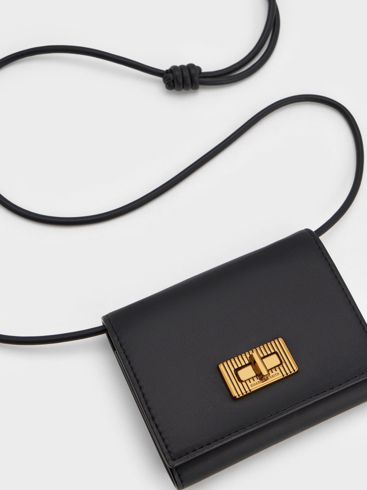 CHARLES & KEITH Best Price / Edna Turn-Lock Knotted-Strap Wallet - Black