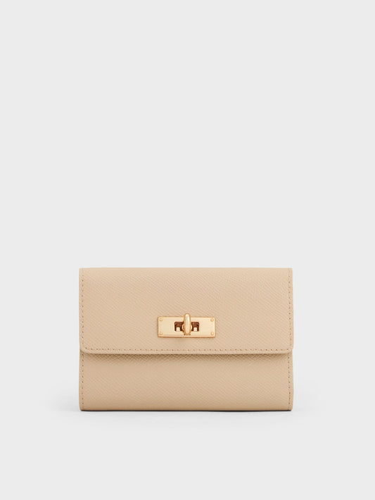CHARLES & KEITH Trending / Tricha Turn-Lock Wallet - Sand Beige