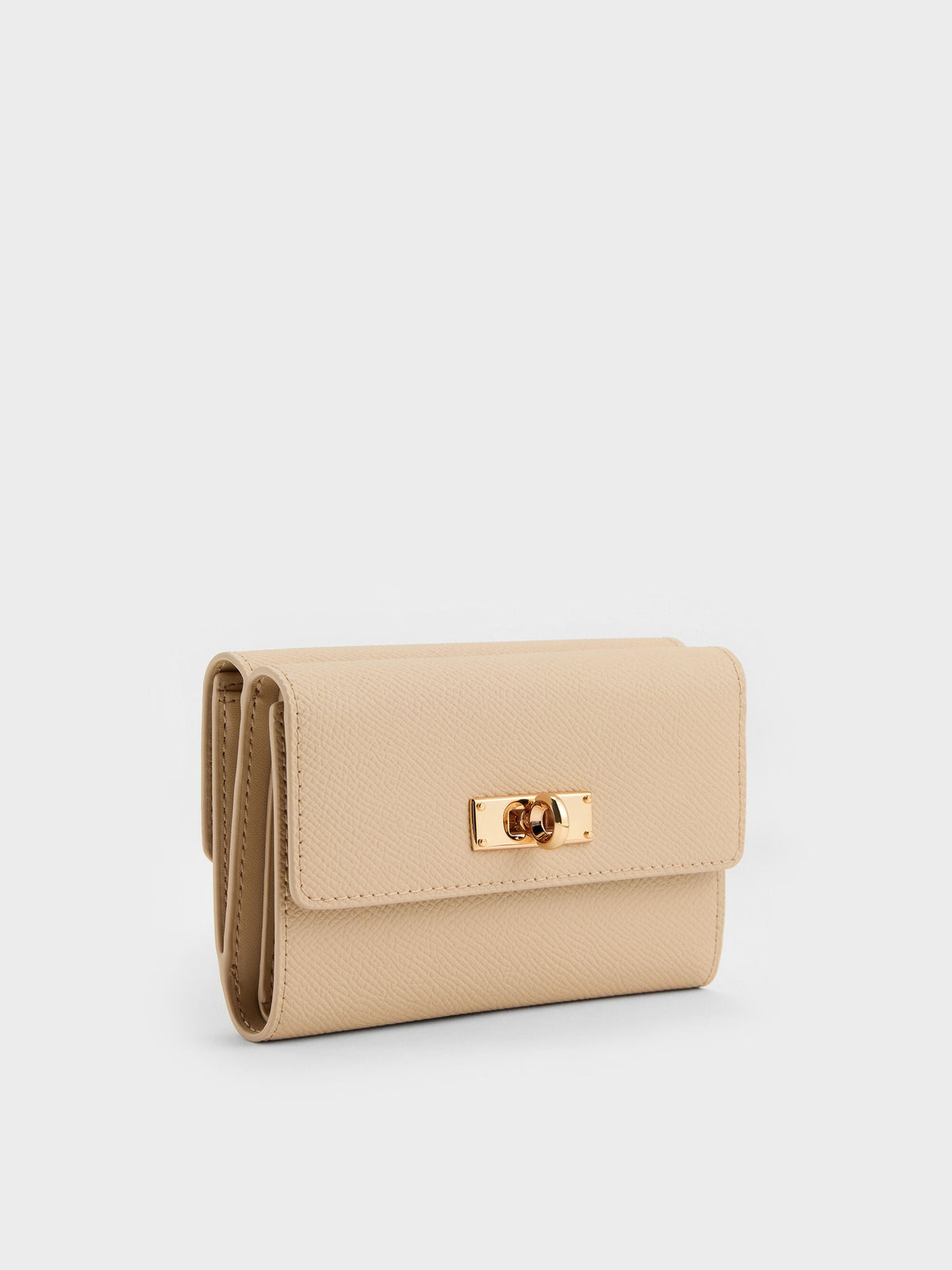 CHARLES & KEITH Trending / Tricha Turn-Lock Wallet - Sand Beige