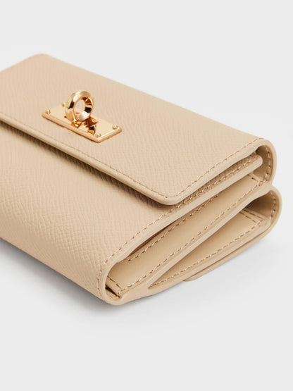 CHARLES & KEITH Trending / Tricha Turn-Lock Wallet - Sand Beige