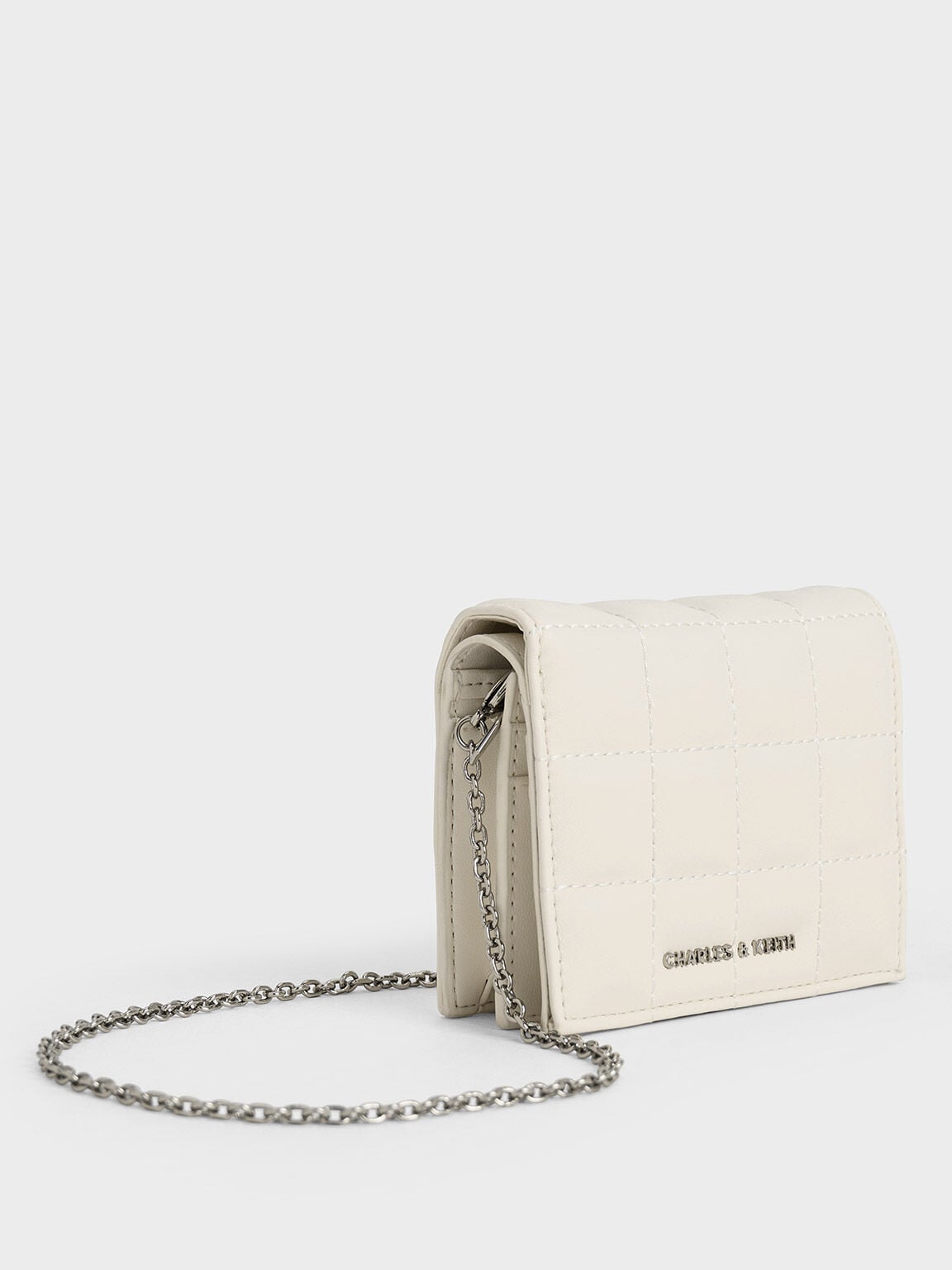 CHARLES & KEITH Best Seller / Cassia Quilted Wallet On Chain - Cream