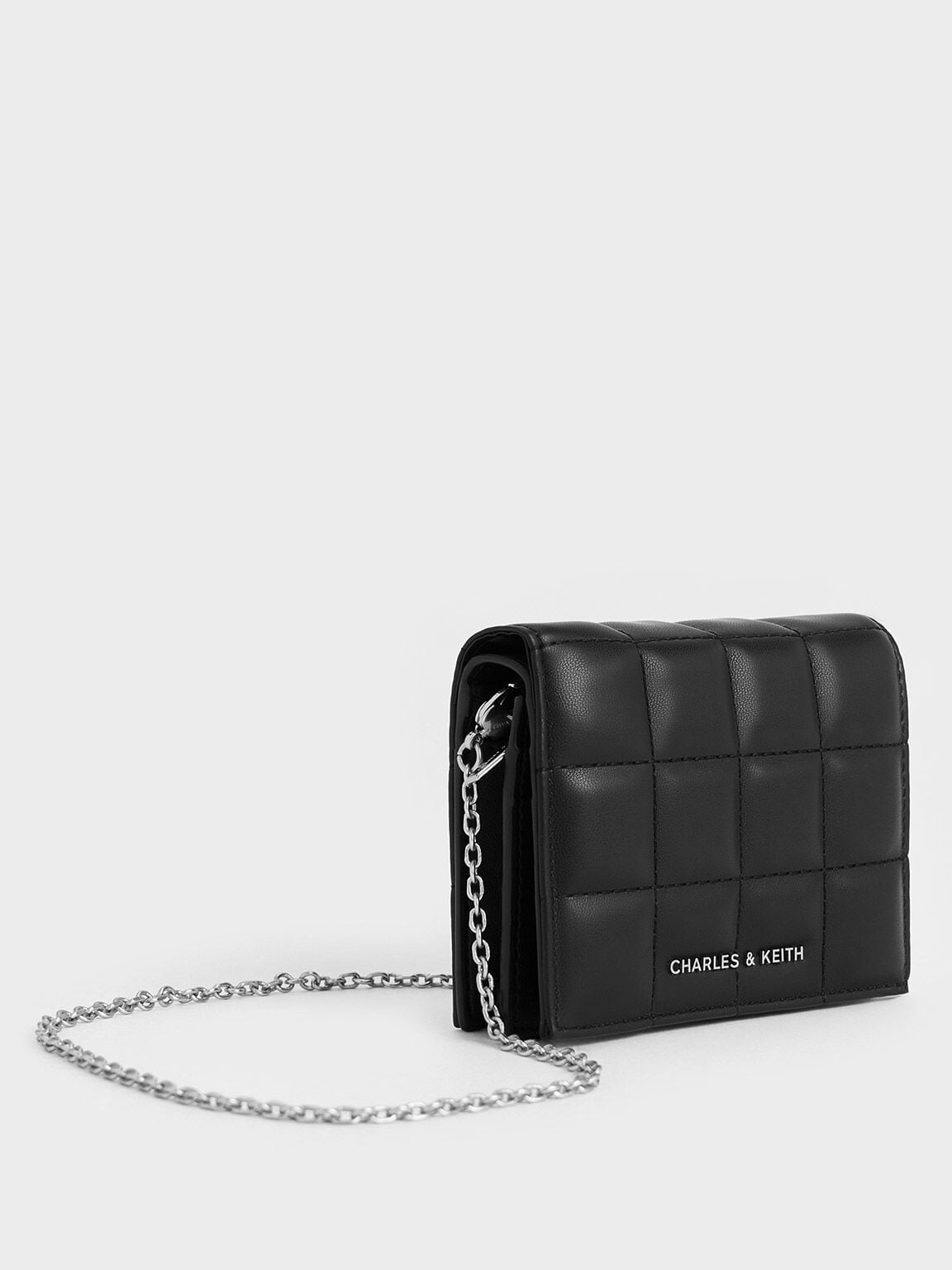 CHARLES & KEITH Popular / Cassia Quilted Wallet On Chain - Noir