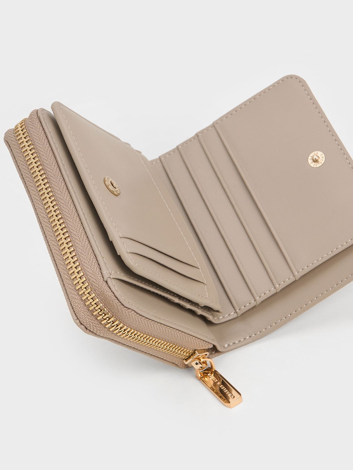 CHARLES & KEITH Deals / Finley Zip-Around Small Wallet - Taupe