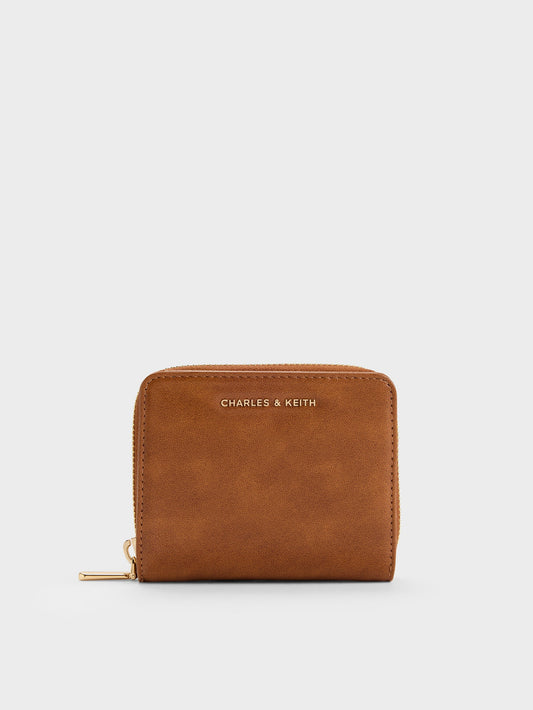 CHARLES & KEITH Classic / Finley Zip-Around Small Wallet - Distressed Tan