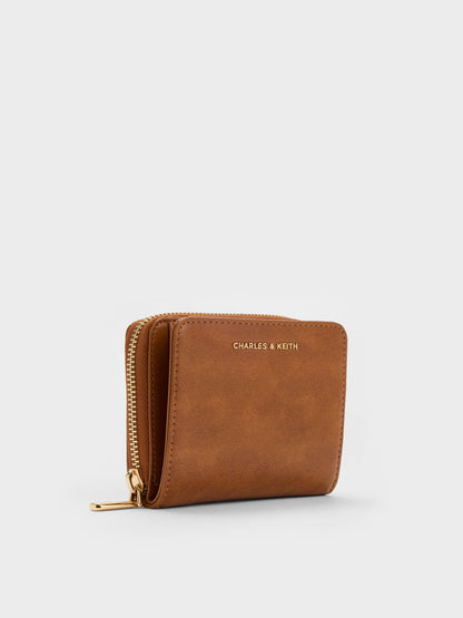 CHARLES & KEITH Classic / Finley Zip-Around Small Wallet - Distressed Tan